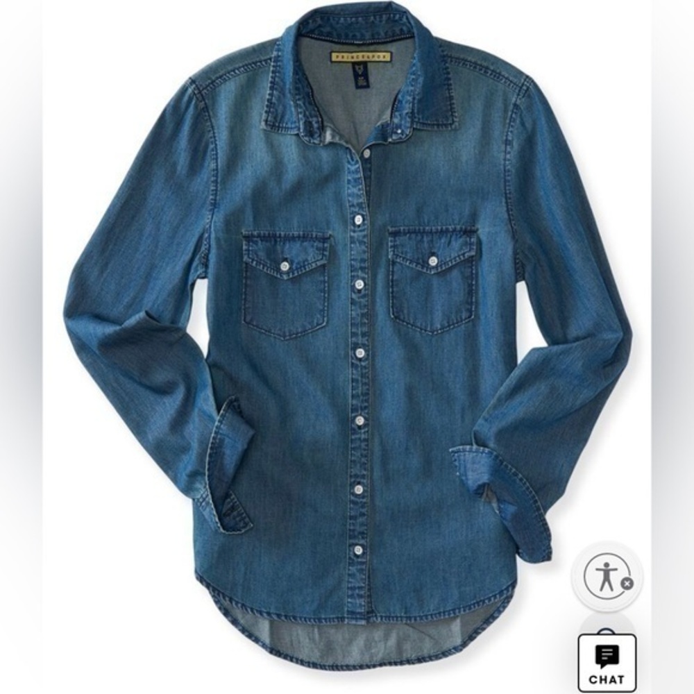 Aeropostale Blue denim long button down shirt